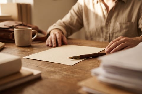 An open document spread across a desk
